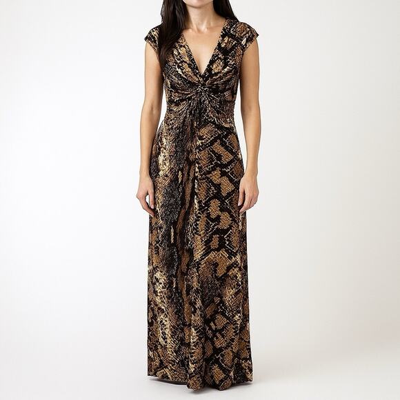 Chico's Dress NWT Size 1 (8/10) Liquid Knit Python Maida Maxi Lined Twist Front - Picture 1 of 7
